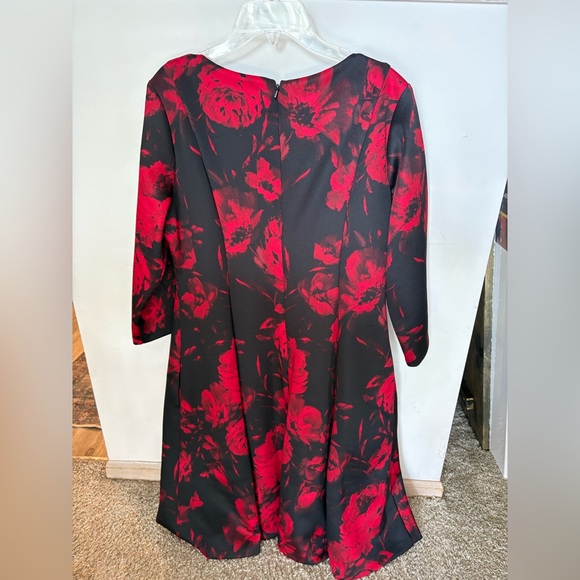 Jessica Howard Black Dress with Red Floral Design